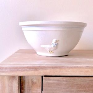 Vintage Goose Duck Embossed Country Farmhouse Mixing Serving Ceramic Bowl